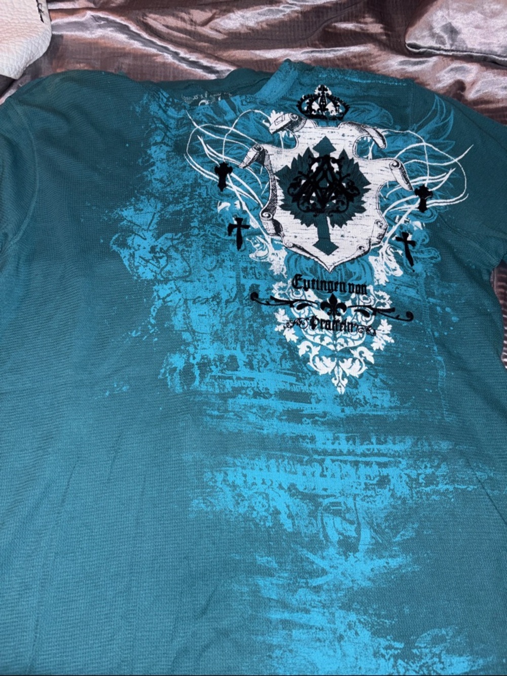 Men's Teal Graphic Long-Sleeve Affliction Shirt